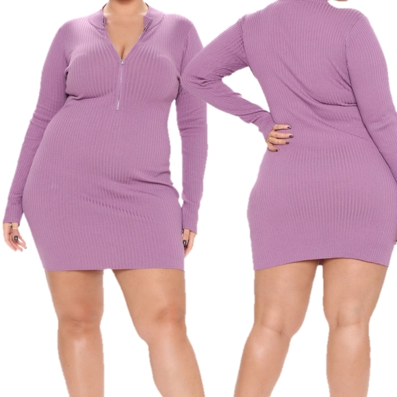 Plus Size Purple Knit Mini Dress - Picture 3 of 4